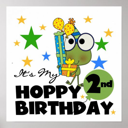 Hoppy Frog 2e verjaardag T-shirts en cadeautjes Poster (Voorkant)