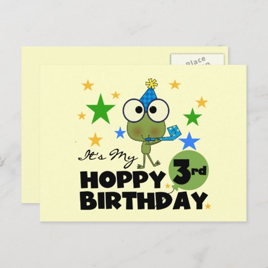 Hoppy Frog 3e verjaardag Tshirts en geschenken Briefkaart (Voorkant / Achterkant)