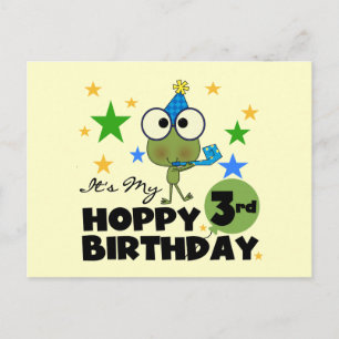 Hoppy Frog 3e verjaardag Tshirts en geschenken Briefkaart