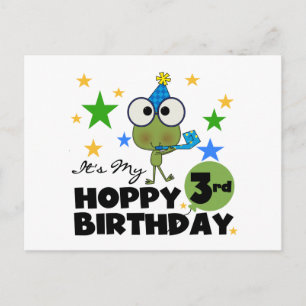 Hoppy Frog 3e verjaardag Tshirts en geschenken Briefkaart
