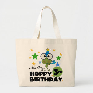Hoppy Frog 3e verjaardag Tshirts en geschenken Grote Tote Bag