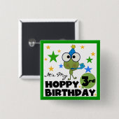 Hoppy Frog 3e verjaardag Tshirts en geschenken Vierkante Button 5,1 Cm (Voorkant /achterkant)