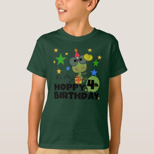 Hoppy Frog 4th Birthday T-shirts en geschenken (Voorkant)