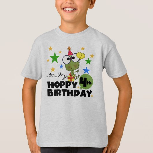 Hoppy Frog 4th Birthday T-shirts en geschenken (Voorkant)