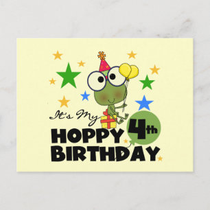 Hoppy Frog 4th Birthday T-shirts en geschenken Briefkaart