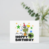 Hoppy Frog 4th Birthday T-shirts en geschenken Briefkaart (Staand voorkant)