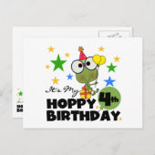 Hoppy Frog 4th Birthday T-shirts en geschenken Briefkaart (Voorkant / Achterkant)