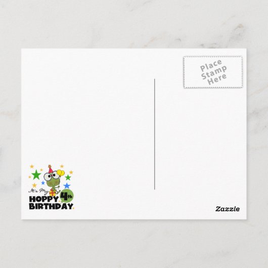 Hoppy Frog 4th Birthday T-shirts en geschenken Briefkaart (Achterkant)