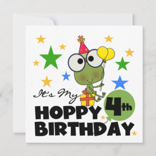 Hoppy Frog 4th Birthday T-shirts en geschenken Kaart