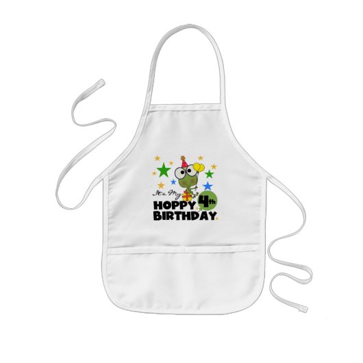 Hoppy Frog 4th Birthday T-shirts en geschenken Kinder Schort (Voorkant)
