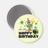 Hoppy Frog 4th Birthday T-shirts en geschenken Magneet (Voorkant / Achterkant)