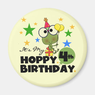 Hoppy Frog 4th Birthday T-shirts en geschenken Magneet