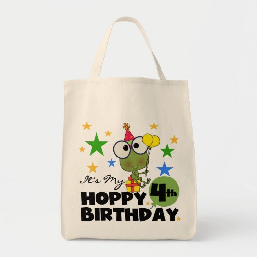 Hoppy Frog 4th Birthday T-shirts en geschenken Tote Bag (Voorkant)