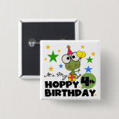 Hoppy Frog 4th Birthday T-shirts en geschenken Vierkante Button 5,1 Cm (Voorkant /achterkant)