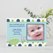 HOPPY FROG Baby Fotogeboorte Aankondiging (Staand voorkant)