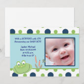 HOPPY FROG Baby Fotogeboorte Aankondiging (Voorkant / Achterkant)