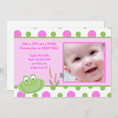 HOPPY FROG Baby Fotogeboorte Aankondiging (Voorkant / Achterkant)