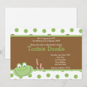 HOPPY FROG Froggy Baby shower Invitation Kaart (Voorkant / Achterkant)