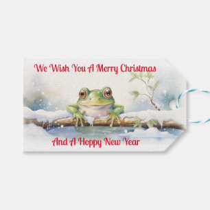 Hoppy frog Nieuwjaar Wensen Cadeaulabel