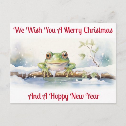 Hoppy frog Nieuwjaar Wensen Feestdagenkaart (Voorkant)