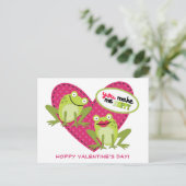 Hoppy Frog Pink Heart Valentijn Briefkaart (Staand voorkant)