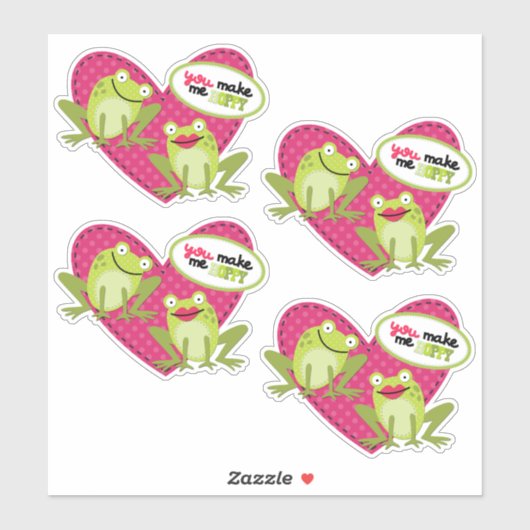 Hoppy Frog Pink Heart Valentijn Sticker (Vel)