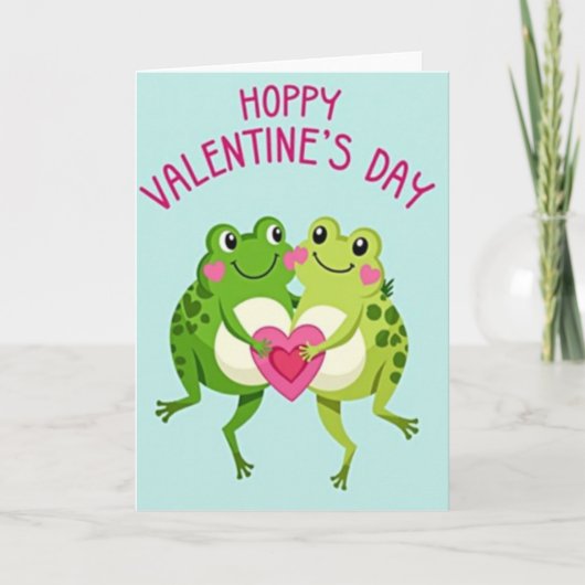 Hoppy Frog Valentine Card Kaart (Voorkant)