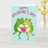 Hoppy Frog Valentine Card Kaart (Gele Bloem)