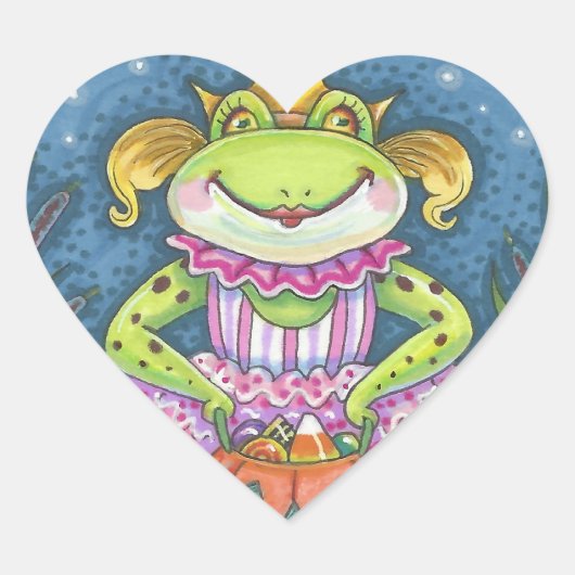 HOPPY HALLOWEEN FROG STICKERS SHEET Heart (Voorkant)
