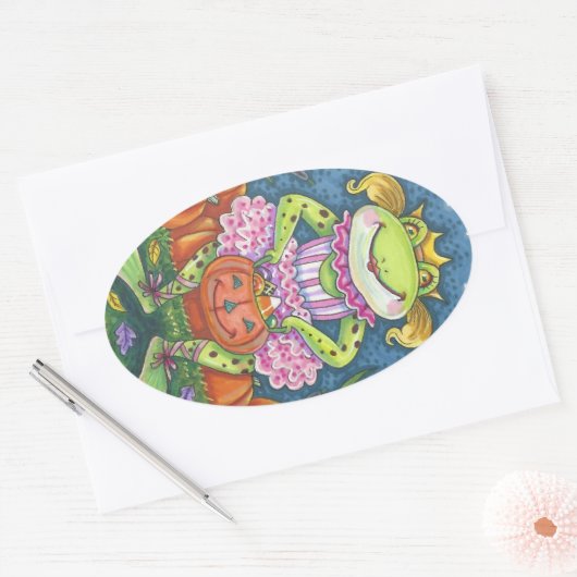 HOPPY HALLOWEEN FROG STICKERS SHEET Oval (Envelop)