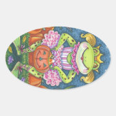 HOPPY HALLOWEEN FROG STICKERS SHEET Oval (Voorkant)