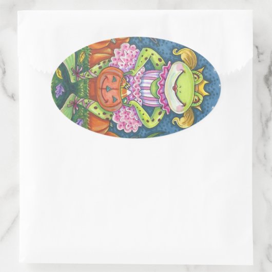HOPPY HALLOWEEN FROG STICKERS SHEET Oval (Tas)