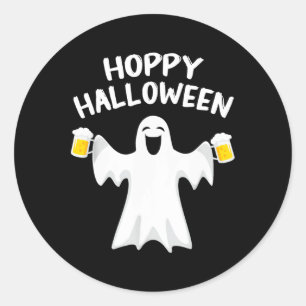 Hoppy Halloween Fun Halloween Schattige Ghost Beer Ronde Sticker