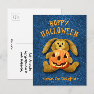 Hoppy Halloween Konijn met Jack-o-Lantern Briefkaart