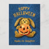 Hoppy Halloween Konijn met Jack-o-Lantern Briefkaart (Voorkant)