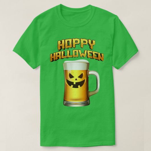 Hoppy Halloween Pumpkin Face Beer Drinker's T-shirt (Design voorkant)