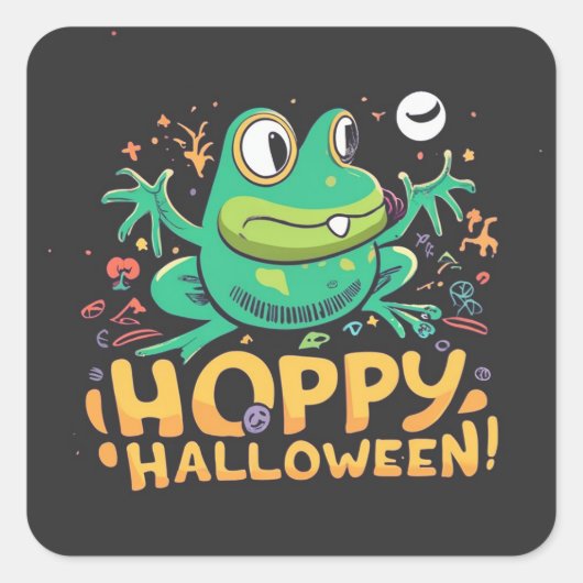 Hoppy Halloween, Schattige Schattigee Cartoon kikk Vierkante Sticker (Voorkant)