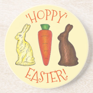 Hoppy Happy Paaschocolade Bunny Rabbit Carrot Zandsteen Onderzetter