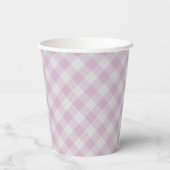 Hoppy Happy paashaas Roze Gingham Pattern Pape Papieren Bekers (Achterkant)