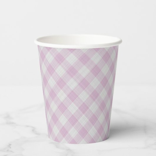 Hoppy Happy paashaas Roze Gingham Pattern Pape Papieren Bekers (Achterkant)