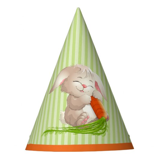 Hoppy Happy Paast Bunny Stripes Pattern Feesthoedjes (Voorkant)