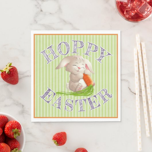 Hoppy Happy Paast Bunny Stripes Pattern Servetten (Insitu)