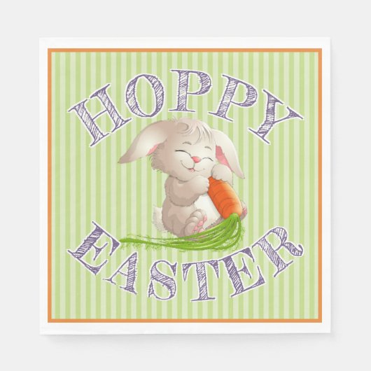 Hoppy Happy Paast Bunny Stripes Pattern Servetten (Voorkant)