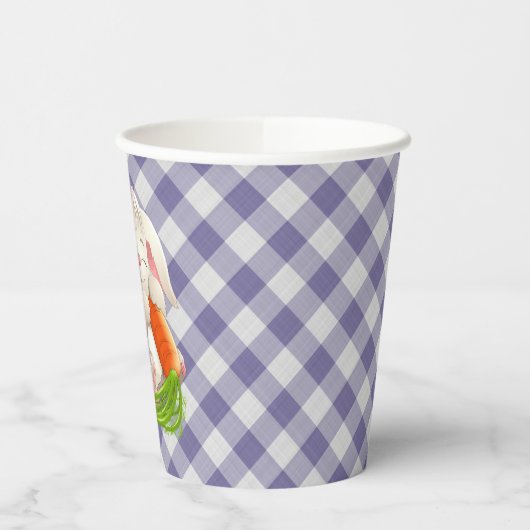 Hoppy Happy Paast Bunny Violet Gingham Pattern Pa Papieren Bekers (Links)