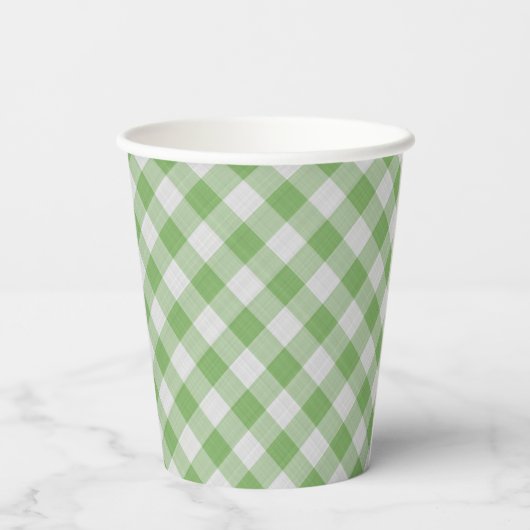 Hoppy Happy paaster Bunny Green Gingham Pattern Pa Papieren Bekers (Achterkant)
