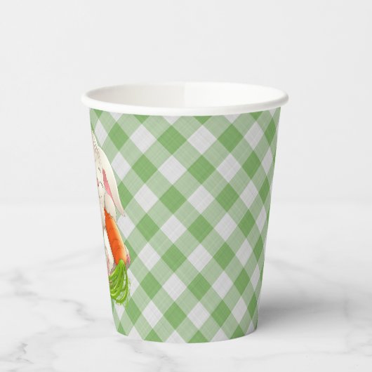 Hoppy Happy paaster Bunny Green Gingham Pattern Pa Papieren Bekers (Links)