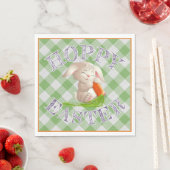 Hoppy Happy paaster Bunny Green Gingham Pattern Servetten (Insitu)