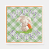 Hoppy Happy paaster Bunny Green Gingham Pattern Servetten (Voorkant)
