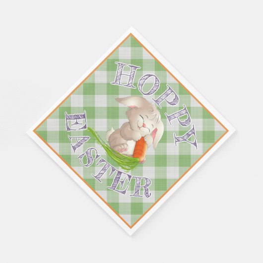Hoppy Happy paaster Bunny Green Gingham Pattern Servetten (Hoek)