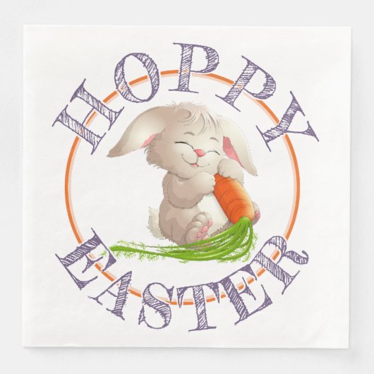 Hoppy Happy Paaster Bunny Motif Servet (Voorkant)